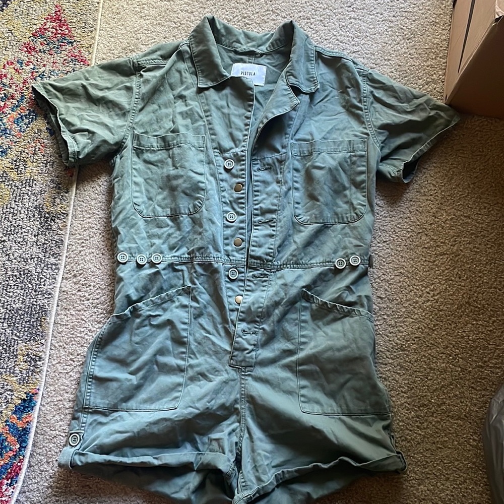 Pistola Green Short Sleeve Jumpsuit